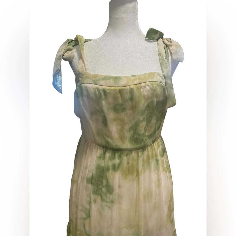 REVOLVE Line & Dot PalmTie Shoulder Tiered Maxi Dress Green Tie Dye Cottagecore - Picture 3 of 7